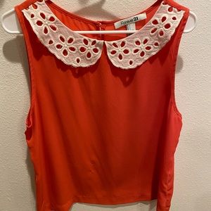 Forever 21 sleeve top with eyelet collar
